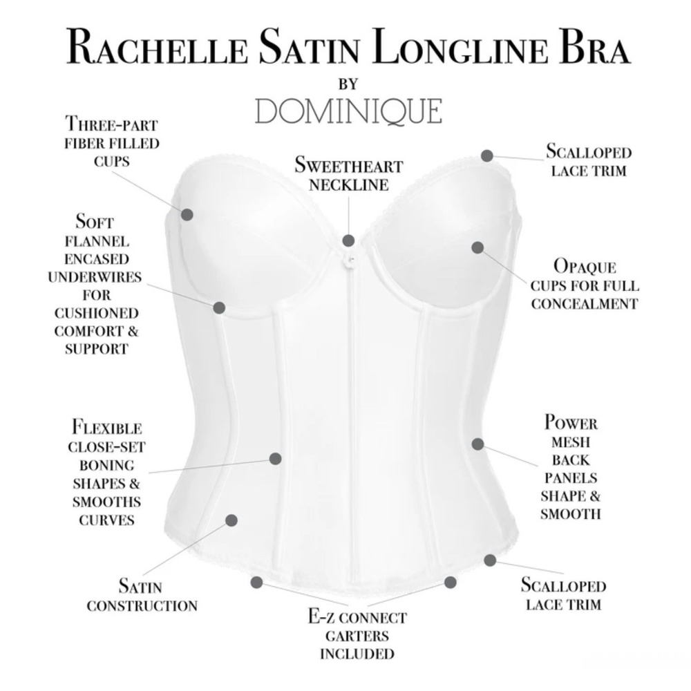Dominique Rachelle 7750 Bustier 34A Ivory Bridal Corset Bra Garters NWT - Picture 12 of 12